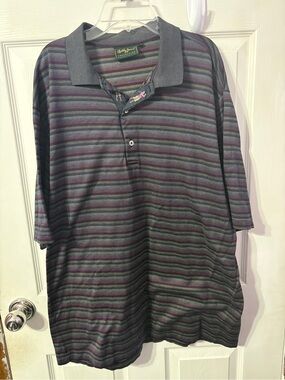 Bobby Jones Men's Striped Polo in Gray & Purple